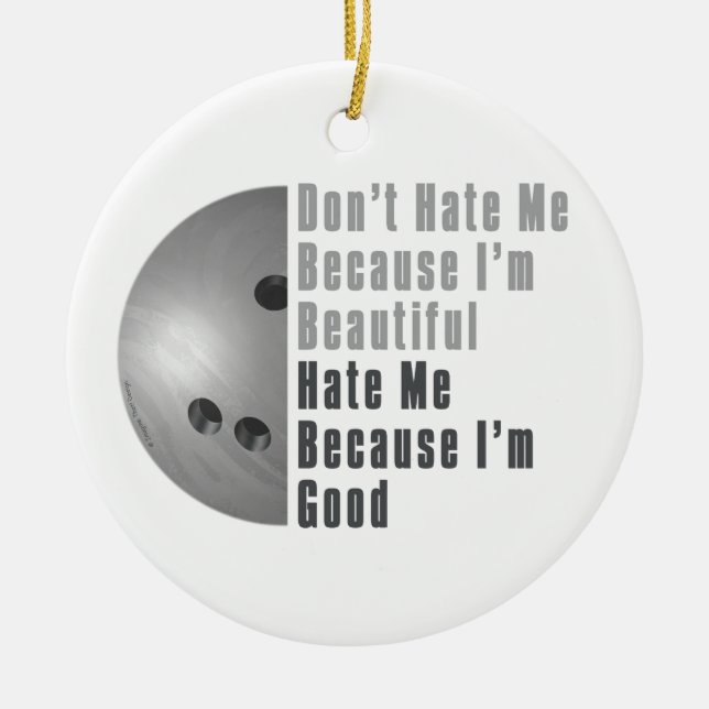 Im Beautiful Im Good Bowling Grey Ceramic Tree Decoration (Front)