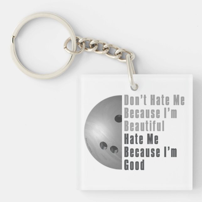 Im Beautiful Im Good Bowling Grey Key Ring (Front)