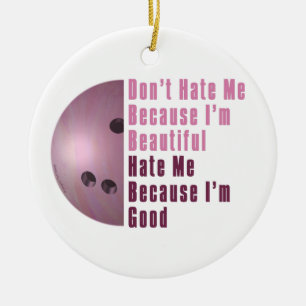Im Beautiful Im Good Bowling Pink Ceramic Tree Decoration