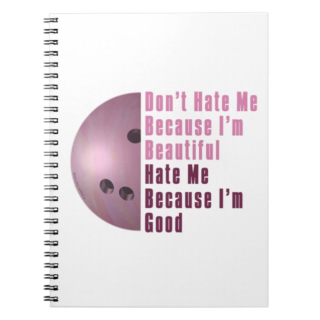 Im Beautiful Im Good Bowling Pink Notebook (Front)