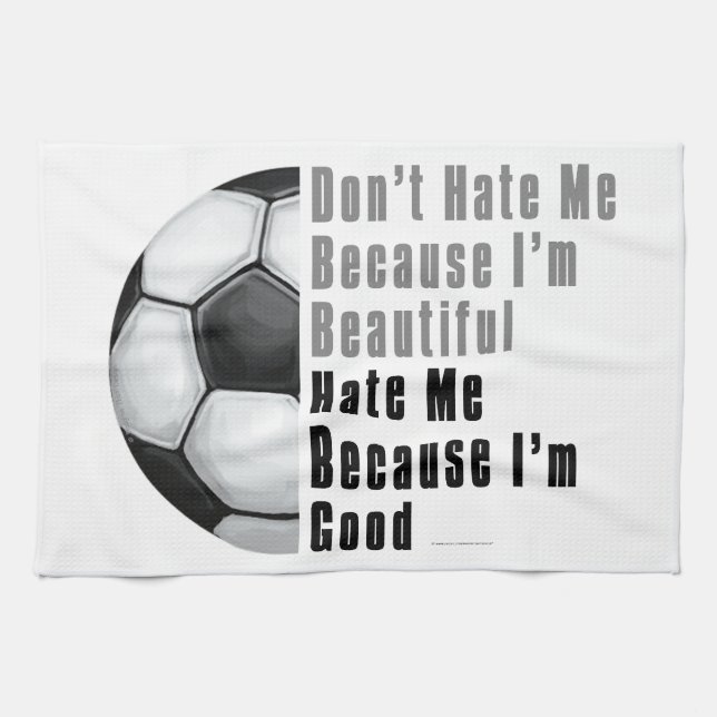 Im Beautiful Im Good Soccer Ball Tea Towel (Horizontal)