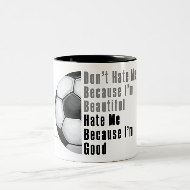 Im Beautiful Im Good Soccer Ball Two-Tone Coffee Mug (Center)