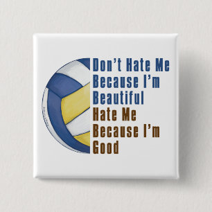 Im Beautiful Im Good Volleyball 15 Cm Square Badge