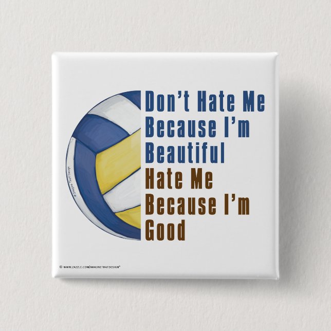 Im Beautiful Im Good Volleyball 15 Cm Square Badge (Front)