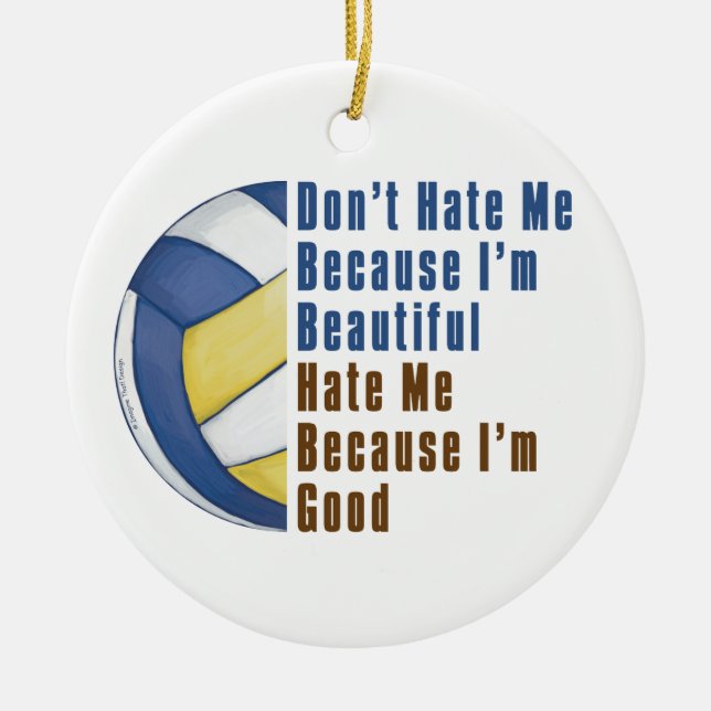 Im Beautiful Im Good Volleyball Ceramic Tree Decoration (Front)