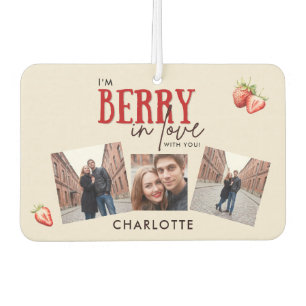 I'm Berry In Love Couple Photo Collage Text Car Air Freshener