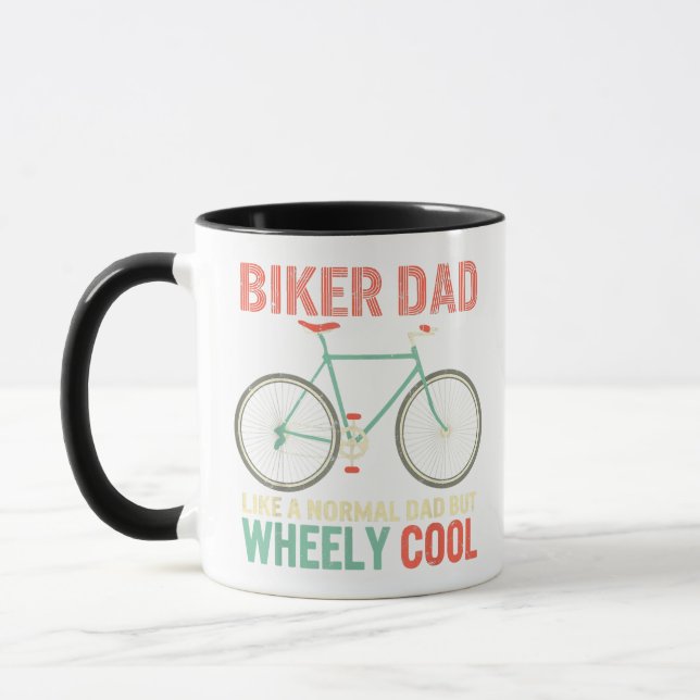 I'm Biker Dad Fathers Day Wheely Cooler bicycle Bi Mug (Left)