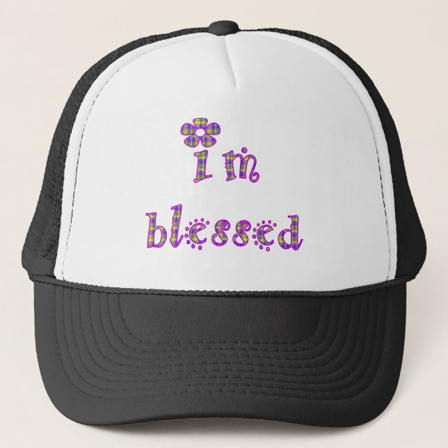 I'm Blessed Plaid Design Trucker Hat (Front)