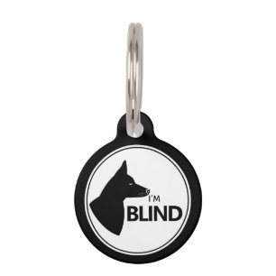 I'm Blind Elegant Black Dog With Pricked Ears Pet Tag