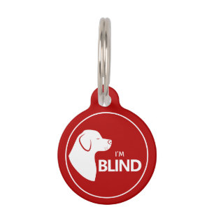 I'm Blind White Dog On Red Blindness Awareness Pet Tag