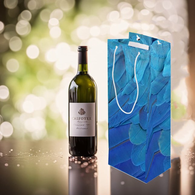 I'm blue - parrot feathers close up  wine gift bag (Creator Uploaded)