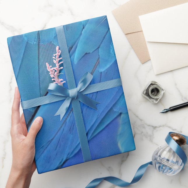 I'm blue - parrot feathers close up  wrapping paper (Gifting)
