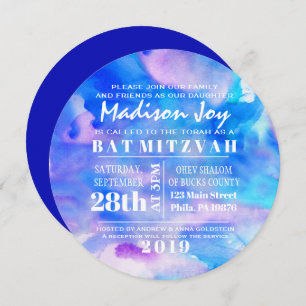 I'M BLUE WATERCOLOR  Bat Mitzvah Invitation