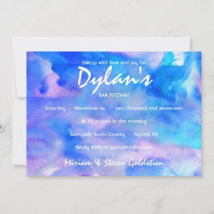 I'M BLUE WATERCOLOR  Bat Mitzvah Invitation