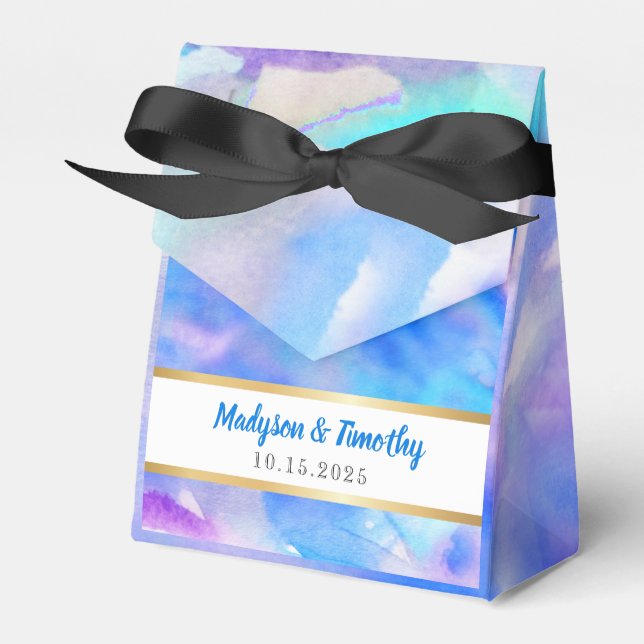I'M BLUE WATERCOLOR Wedding Gift Favour Box (Front Side)