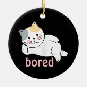 I'm bored cute Kitty Cat Animal Ceramic Tree Decoration