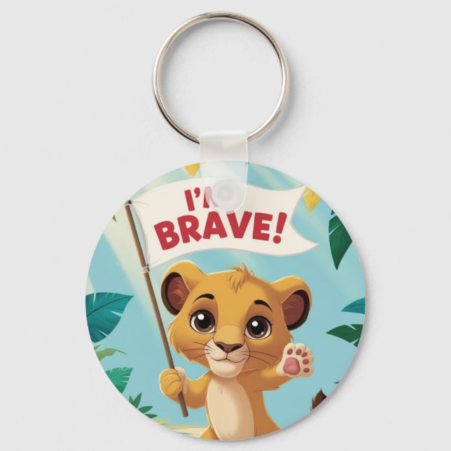 "I'm Brave!" with a Cute Puppy Key Ring (Front)