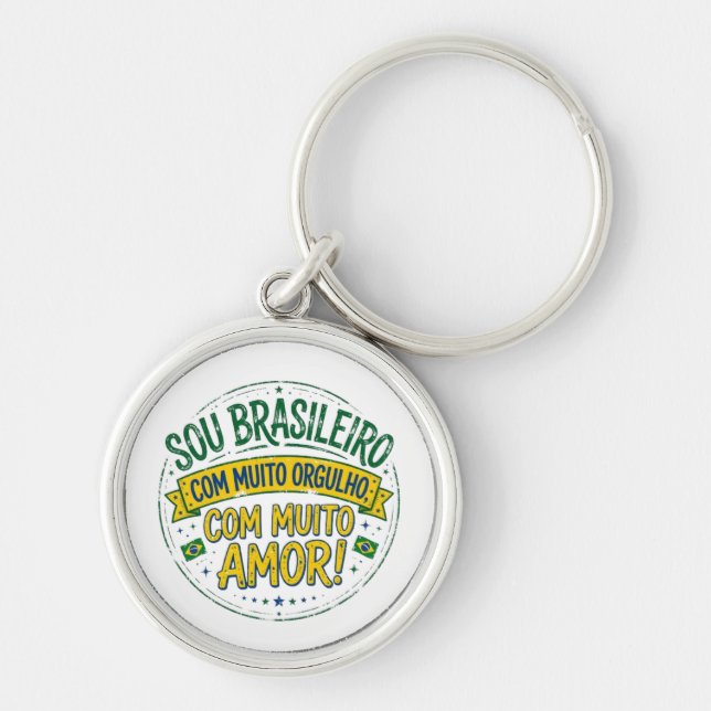 I'm Brazilian With Great Pride Vintage Key Ring (Front)