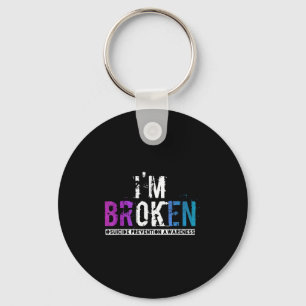 Im Broken Teal & Purple Ribbon Suicide Prevent Key Ring