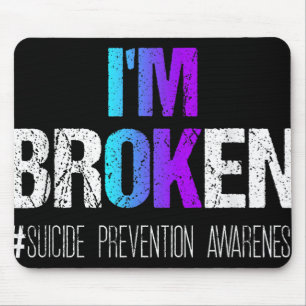 Im Broken Teal & Purple Ribbon Suicide Prevent Mouse Mat