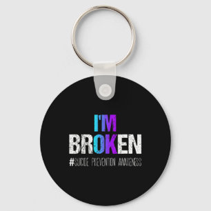 I'm Broken Teal And Purple Ribbon Suicide Preventi Key Ring