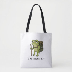 I'm Burnt Out Funny Frog Hiking Design Tote Bag