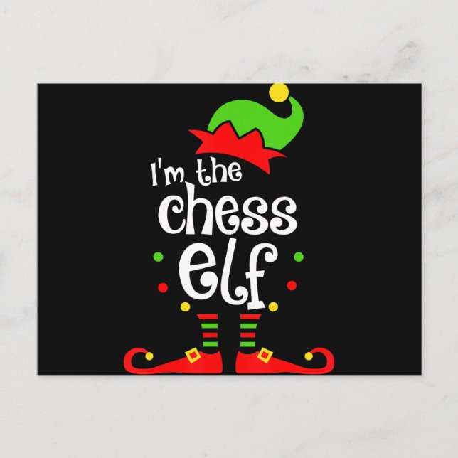 im  chess elf xmas family friend christmas gift announcement postcard (Front)