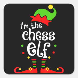 im  chess elf xmas family friend christmas gift square sticker