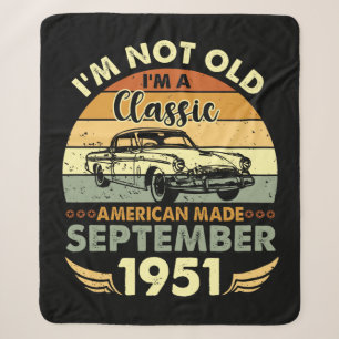 I'm Classic American Made September 1951 Birthday Sherpa Blanket