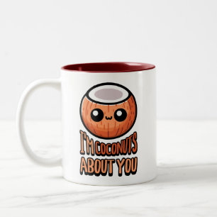 I'm Coconuts About You! Cute Coconut Pun Two-Tone Coffee Mug