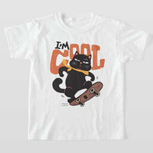 I'm Cool Skateboarding Black Cat Funny Retro T-Shirt