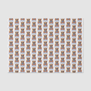 I'm Cool Teddy Bear with Blue Bow Customisable Tissue Paper