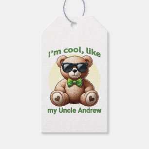 I'm Cool Teddy Bear with Green Bow Customisable Gift Tags