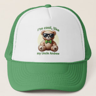 I'm Cool Teddy Bear with Green Bow Customisable Trucker Hat