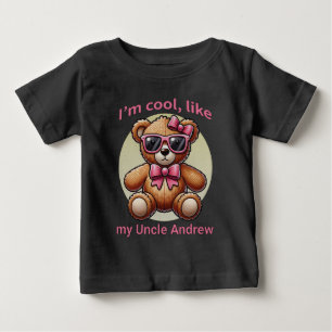 I'm Cool Teddy Bear with Pink Bow Customisable Baby T-Shirt