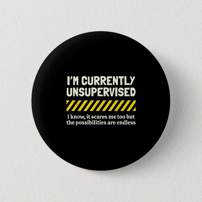 I'm Currently Unsupervised I Know It Novelty Sarca 6 Cm Round Badge (Front)