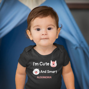 I'm Cute And Smart Pets Animals Personalise Baby Bodysuit