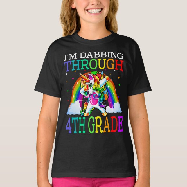 I'm Dabbing Through 4th Grade Unicorn T-Shirt (Front)