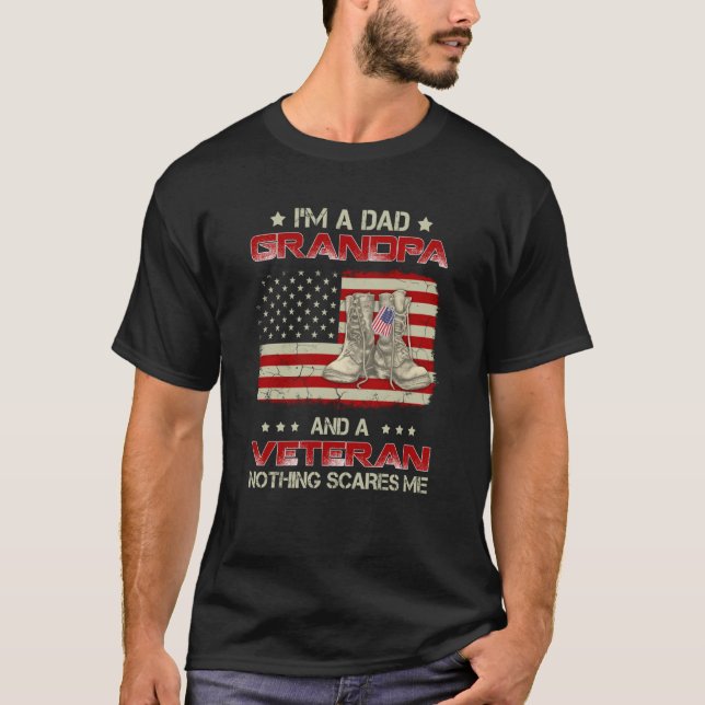I'm Dad Grandpa And A Veteran Proud US Grandpa Dad T-Shirt (Front)