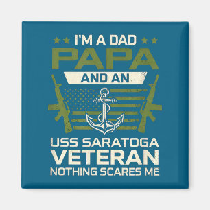 I'm dad papa uss saratoga cv-60 veteran flag usa magnet