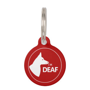 I'm Deaf Red And White Dog W/ Pricked Ears Pet Tag