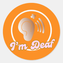 I'm Deaf symbol badge - orange