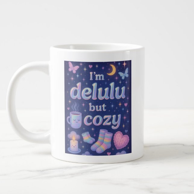 I'm delulu, but cosy large coffee mug (Left)