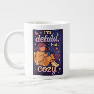 I'm delulu, but cozy 2 large coffee mug