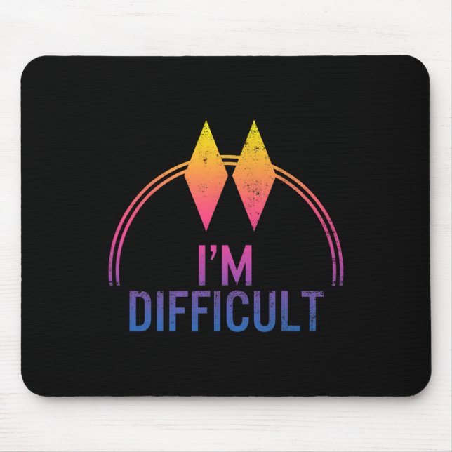 I'm Difficult Double Black Diamonds Ski Track Snow Mouse Mat (Front)