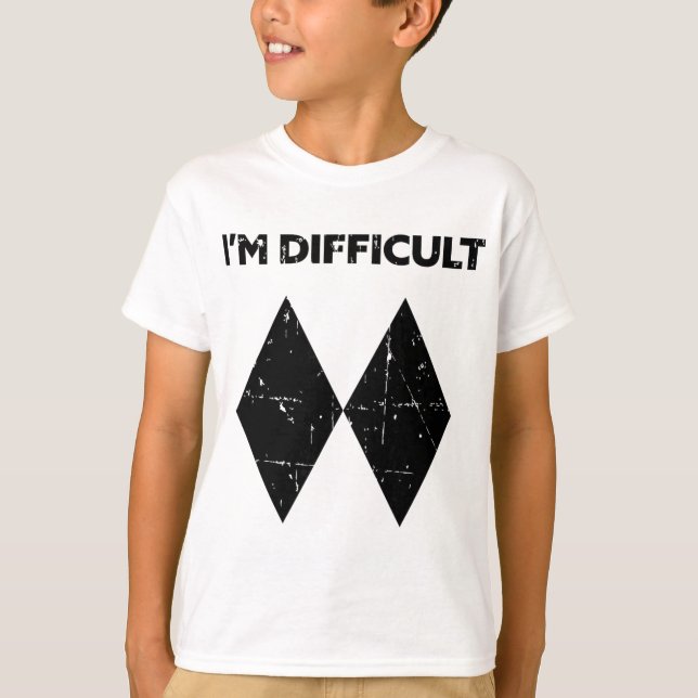 I'm Difficult Funny Double Black Diamonds Ski Snow T-Shirt (Front)