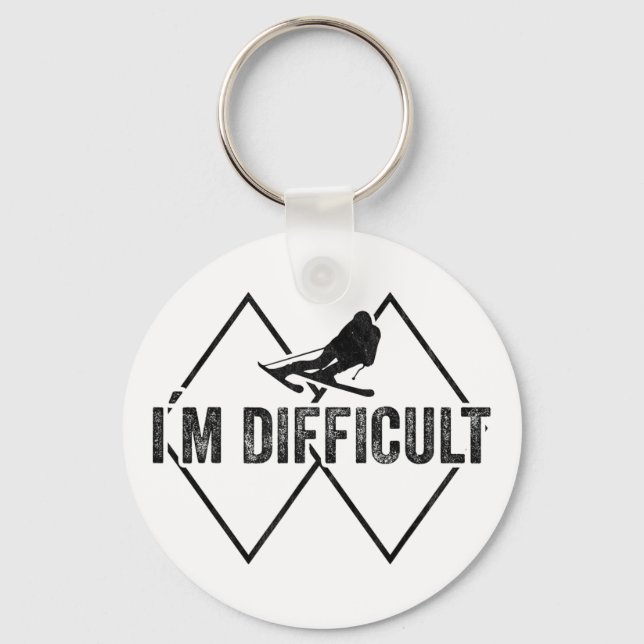 I'm Difficult Funny Ski Snow Skier Skiing Downhill Key Ring (Front)