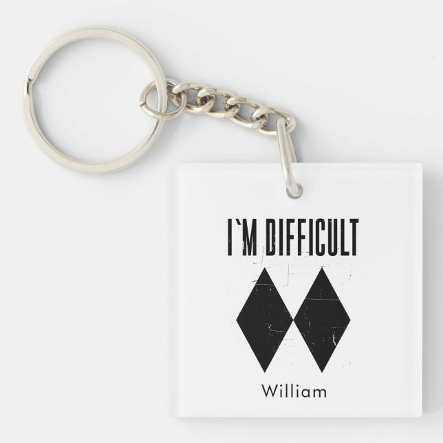 I'm Difficult Skiing Black Diamond Key Ring (Front)
