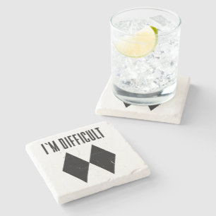 I'm Difficult Skiing Double Black Diamond Stone Coaster