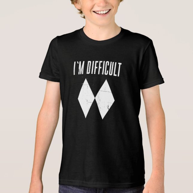 I'm Difficult Skiing Double Diamond Slopes Gag Tri-Blend Shirt (Front)